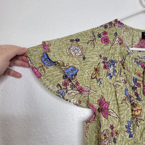 Lane Bryant Floral Print Tie Neck Ruffle Short Sleeve Top Blouse Plus Size 14 - Picture 6 of 9